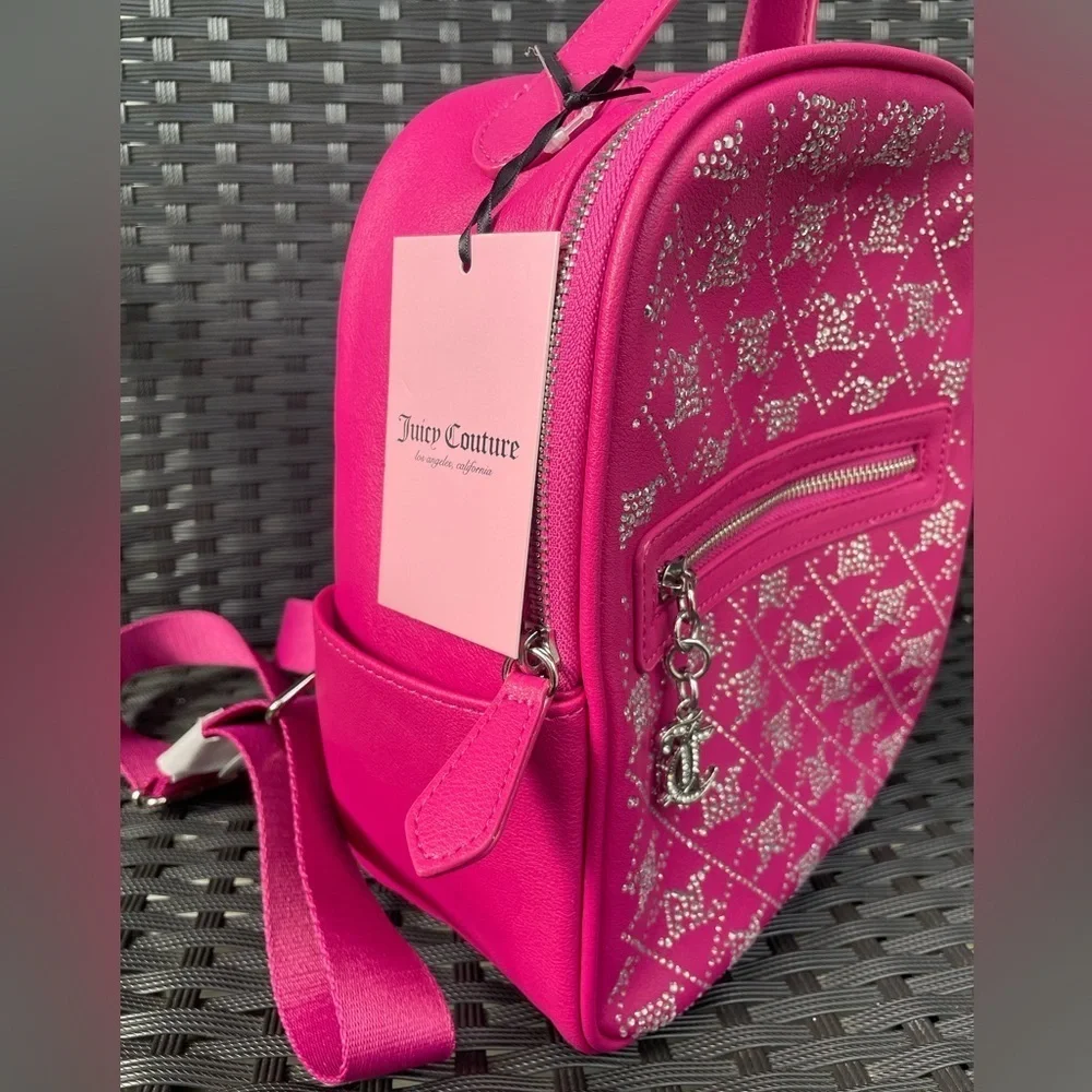 Juicy Couture Backpack,Juicy Couture Pink Backpack with Silver Accents